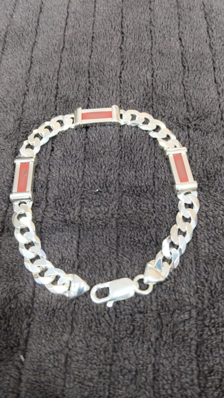 Man stone bracelet silver