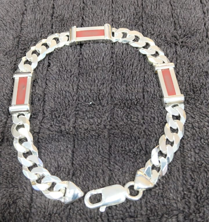 Man stone bracelet silver