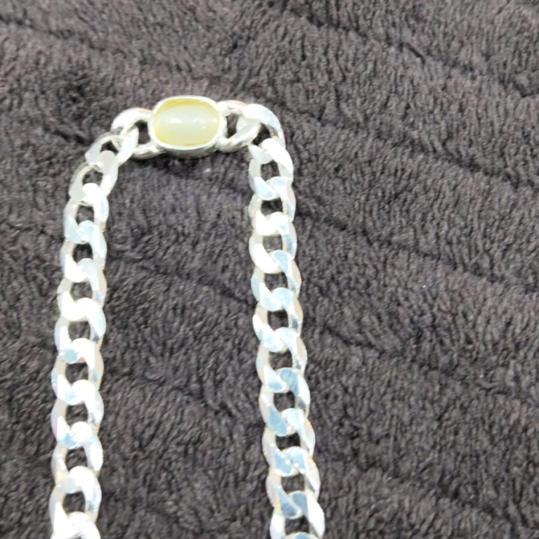 Men’s Italian Silver Stone Bracelet – 925